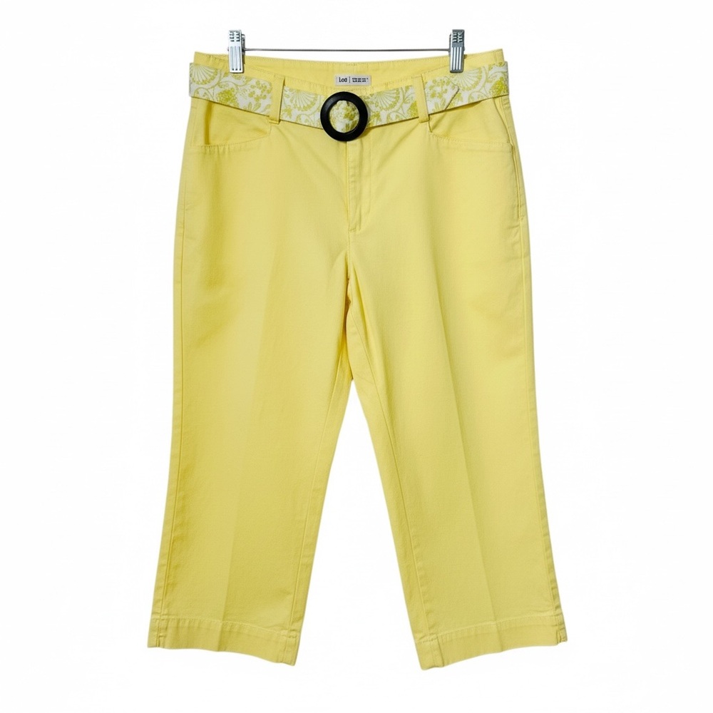 Lee Women's Yellow below the waist Cropped Chinos with Patterned Belt Sz6 medium